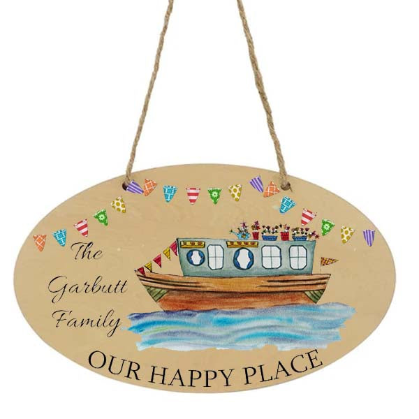 Double sided OVAL narrowboat sign - personalised