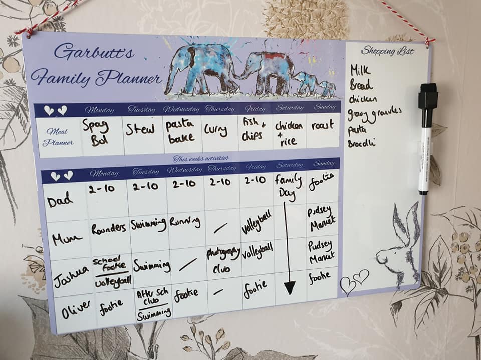 Personalised family wall planner