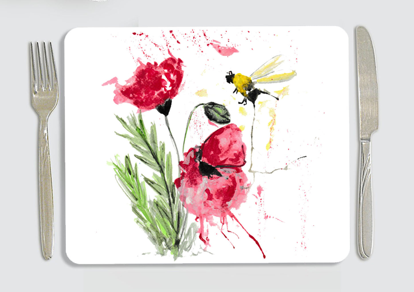 Poppy and bee placemat