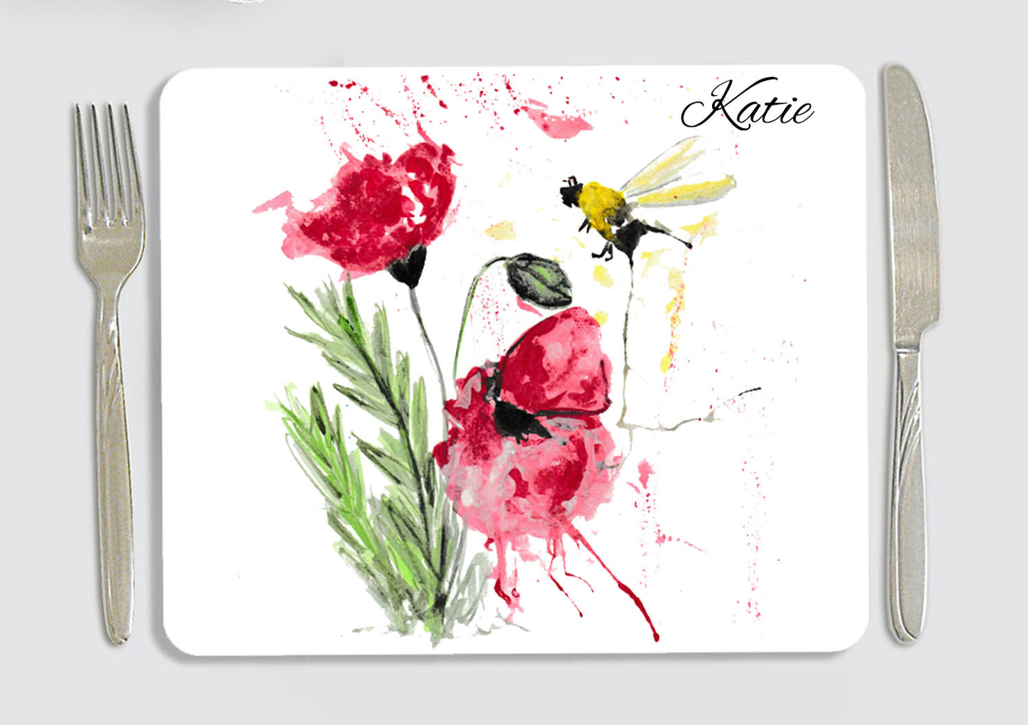 Poppy and bee placemat