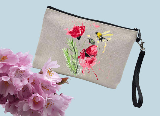 Poppy and bee make up / toiletries bag