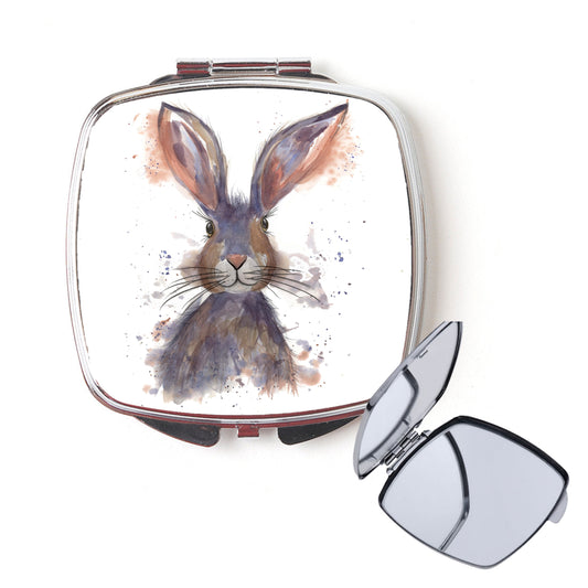 Nutmeg hare compact mirror