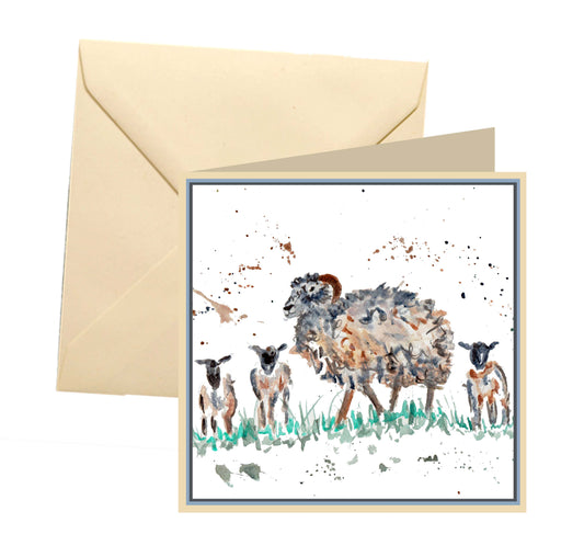 Sheep family blank card