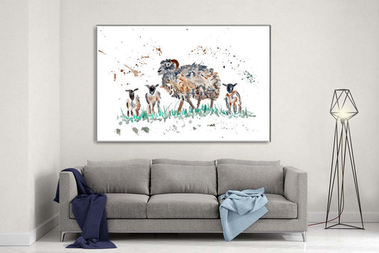 Sheep family canvas- Ready to hang