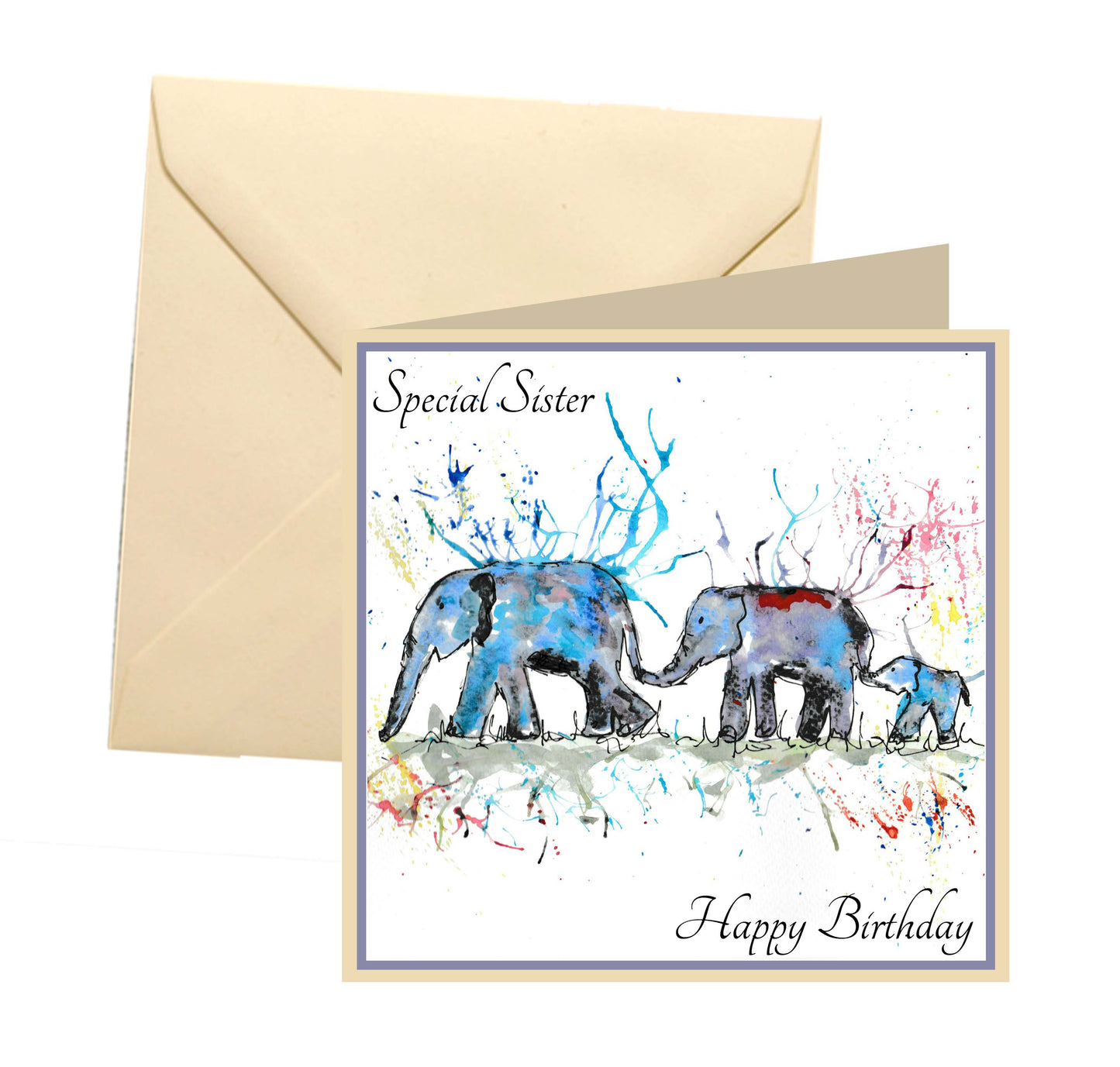 Sister elephant birthday card