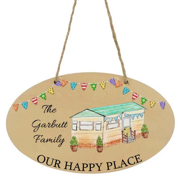 Double sided OVAL static caravan sign - personalised