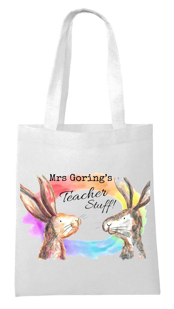 Teacher rabbit Tote shopping bag personalised