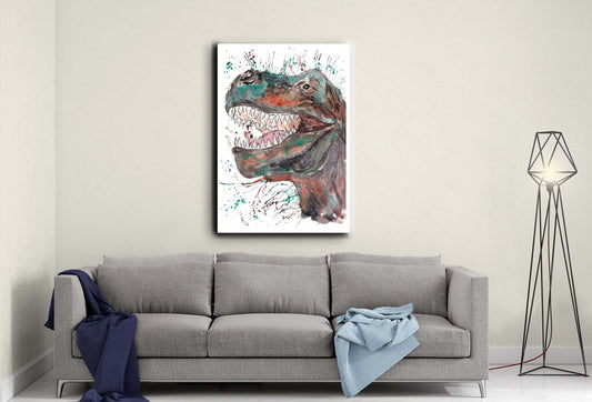 Trex dinosaur canvas- Ready to hang