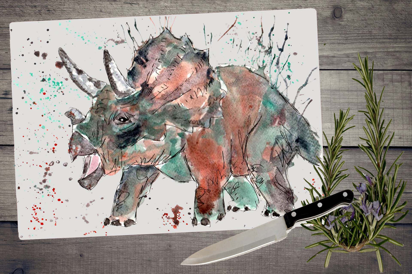 Triceratops dinosaur chopping board / Worktop saver