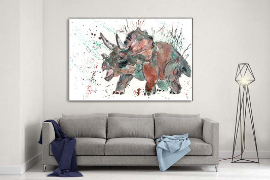 Triceratops dinosaur canvas- Ready to hang